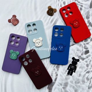 Itel A60 A622L A60s เคส TPU นิ่ม สีสันสดใส กล้อง พร้อมแหวนตั้งโทรศัพท์ รูปหมีโหด แบบพกพา บางเฉียบ