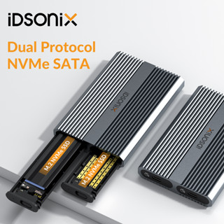 iDsonix M.2 Dual NVMe SSD เคส 10Gbps ฮาร์ดไดรฟ์ Enclosure NVMe PCIe อะแดปเตอร์ SSD ภายนอก ฟรีเครื่องมือ รองรับ M และ B&amp;M Keys SSDs