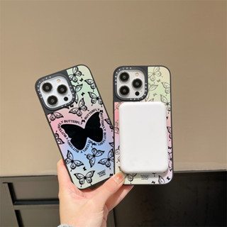 Casetify เคสโทรศัพท์มือถือ PC แข็ง กันกระแทก ลายผีเสื้อ พร้อมกระจก สําหรับ iPhone 14 Pro Max 13 12 Pro Max 12 12 Pro