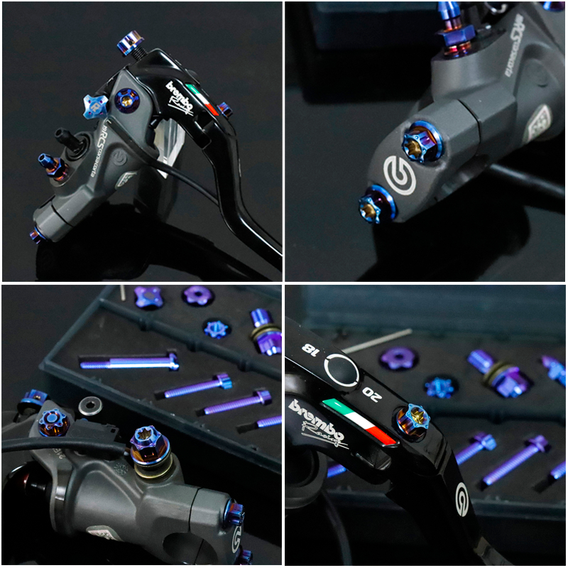 RTAMO ปั้มเบรค Brembo RCS Corsa Corta 14-19 Italy Brembo Red Logo สลักปั๊มเบรกและเม็ดปรับ ชุดน็อตปั๊