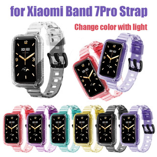 สายนาฬิกาข้อมือ TPU นิ่ม แบบใส เปลี่ยนสีได้ สําหรับ Xiaomi Band 7Pro Mi Band 7 pro