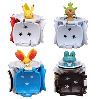 โมเดลฟิกเกอร์ PVC รูปการ์ตูนโปเกม่อน Pikachu Froakie Chespin Fennekin Pop-up Poke Ball ขนาด 7 ซม. ของเล่นสําหรับเด็ก 1 ชิ้น