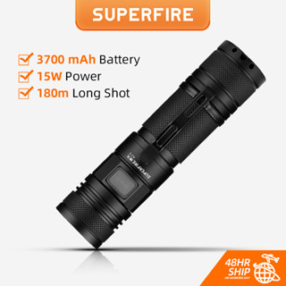 SUPERFIRE  A2 / A2-S ไฟฉาย Cree XM-L2 T6 950LM 5 โมหด USB Zooming LED - สีดำ