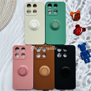 Itel A60 A622L A60s เคสโทรศัพท์ซิลิโคน TPU แบบนิ่ม สีลูกกวาด ป้องกันเลนส์กล้อง พร้อมแหวนแม่เหล็ก สําหรับติดรถยนต์