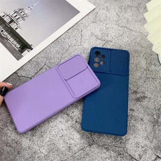 เคสโทรศัพท์ ซิลิโคนนิ่ม แบบสไลด์กล้อง สีพื้น สําหรับ Samsung Galaxy A32 A42 A21S A31 A30S A50S A50 A71 A51 A52 A72