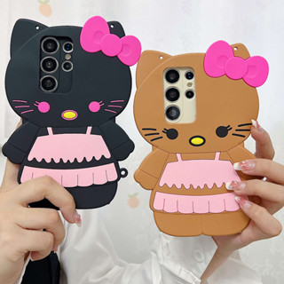 เคสซิลิกาเจล ลายการ์ตูนคิตตี้น่ารัก พร้อมสายคล้อง สําหรับ เคส Samsung Galaxy A73 A72 A71 A54 A53 A52S A51 A34 A33 A23 A42 A12 A32 A22 A30 A20 A50S A13 A14 A52 4G 5G case ซิลิโคน