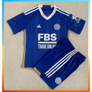 เสื้อกีฬาแขนสั้น ลายทีมชาติฟุตบอล Leicester City Jersey 2023 24 ชุดเหย้า สําหรับเด็ก