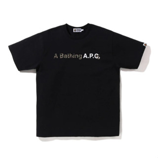 Bape×a.p.c พิมพ์ลายแฟชั่น ★ เสื้อยืดคอกลม แขนสั้น ผ้าฝ้าย 230 กรัม สําหรับทุกเพศ