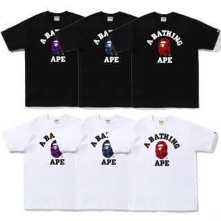 Bape พิมพ์ลายแฟชั่น ★ เสื้อยืดคอกลม แขนสั้น ผ้าฝ้าย 230 กรัม สําหรับทุกเพศ