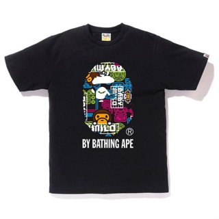 Bape เสื้อยืดแขนสั้น ผ้าฝ้าย พิมพ์ลาย แฟชั่นสําหรับผู้ชาย และผู้หญิง