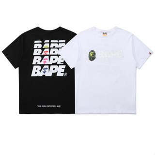 Bape เสื้อยืดแขนสั้น ผ้าฝ้าย พิมพ์ลาย แฟชั่นสําหรับผู้ชาย และผู้หญิง