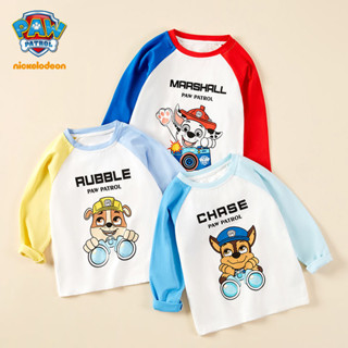 paw patrol เสื้อยืดแขนยาว คอกลม ขนาดเล็ก สีตัดกัน แฟชั่นฤดูใบไม้ผลิ และฤดูใบไม้ร่วง สําหรับเด็กผู้หญิง