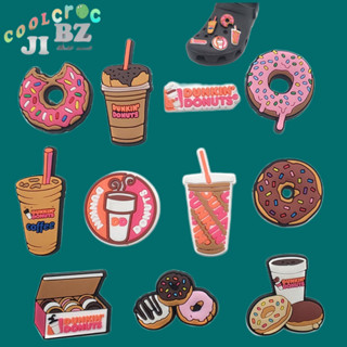 เครื่องประดับแฟชั่น Crocs DUNKIN DONUTS แฮมเบอร์เกอร์ชานม Crocs รองเท้าดอกไม้ Jibbitz สําหรับเด็ก ของขวัญวันเกิด