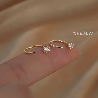 DREJEW ต่างหูสตั๊ด เงินสเตอร์ลิง เพทาย ทรงเรขาคณิต ขนาดเล็ก สไตล์เกาหลี เรียบง่าย อินเทรนด์ สําหรับผู้หญิง