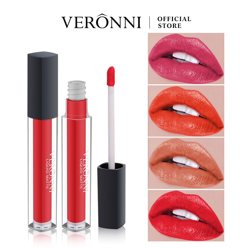 Veronni ลิขวิดลิปสติก เนื้อแมตต์ กันน้ํา ติดทนนาน สไตล์นู้ด เซ็กซี่