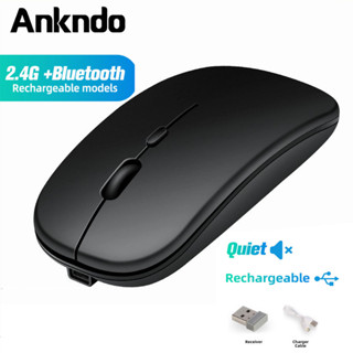 Ankndo พร้อมส่ง เมาส์ไร้สาย 2.4GHz เสียงเงียบ แบบชาร์จไฟได้ พร้อมไฟ RGB