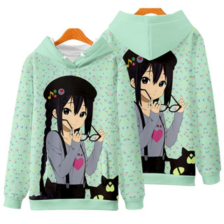 ใหม่ อนิเมะ K-ON!Hirasawa Yui Nakano Azusa Akiyama Mio เสื้อกันหนาวแขนยาว มีฮู้ด พิมพ์ลาย 3D ทรงหลวม สไตล์ญี่ปุ่น แฟชั่นสําหรับผู้ชาย และผู้หญิง