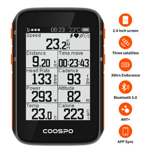 Coospo BC200 เครื่องวัดความเร็วจักรยาน ไร้สาย กันน้ํา IP67 GPS หน้าจอ LCD 2.6 นิ้ว บลูทูธ ANT+ mtb