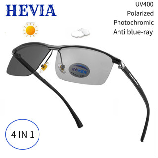 Hevia ใหม่ แว่นตากันแดด เลนส์โพลาไรซ์ เปลี่ยนสีได้ ป้องกันแสงสีฟ้า สําหรับผู้ชาย ขับขี่กลางวัน และกลางคืน PG014