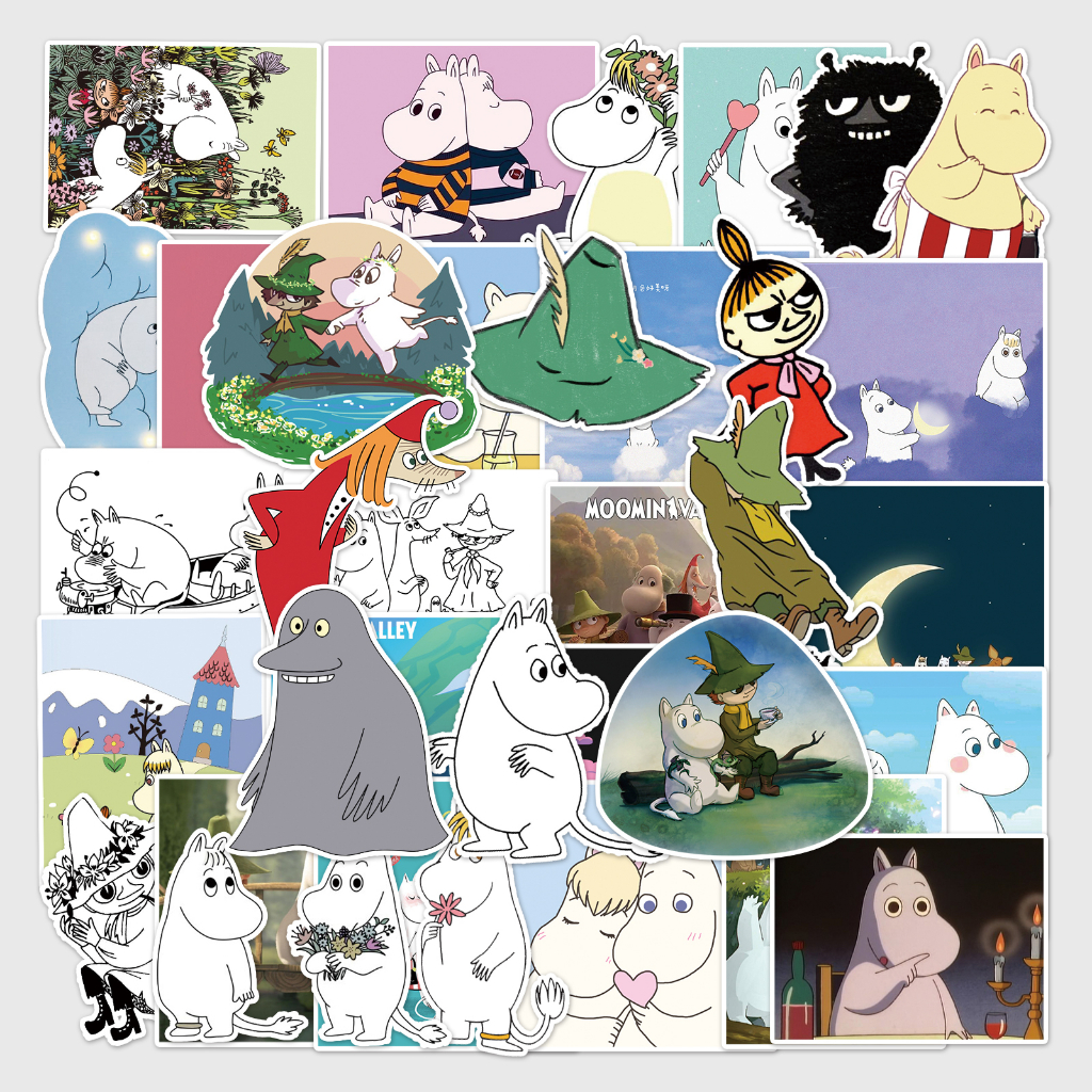 50 ชิ้นตลก Moomin สติกเกอร์กันน้ํา DIY สําหรับโทรศัพท์แล็ปท็อปรถสติกเกอร์ Creative Home Decal
