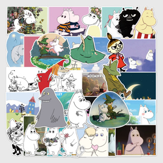 สติกเกอร์รูปลอก กันน้ํา ลาย Moomin แบบสร้างสรรค์ DIY สําหรับติดตกแต่งรถยนต์ จํานวน 50 ชิ้น