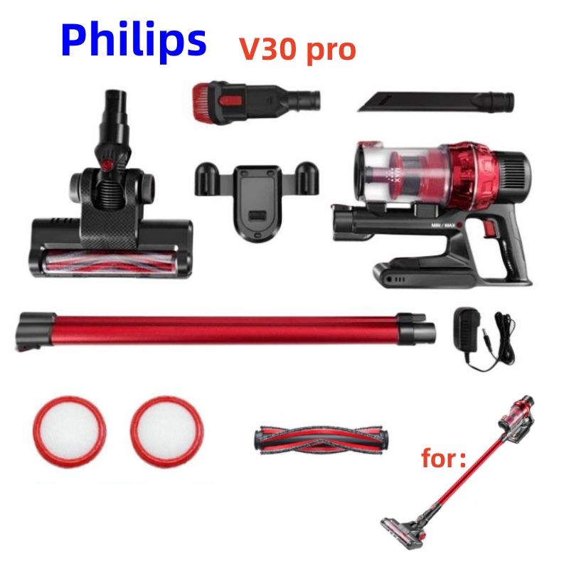 Philips V30 pro อุปกรณ์เสริมเครื่องดูดฝุ่น แปรงลูกกลิ้ง แผ่นกรอง HEPA ถ้วยฝุ่น หัวแปรงทาวเวอร์ แบบพายุทอร์นาโด