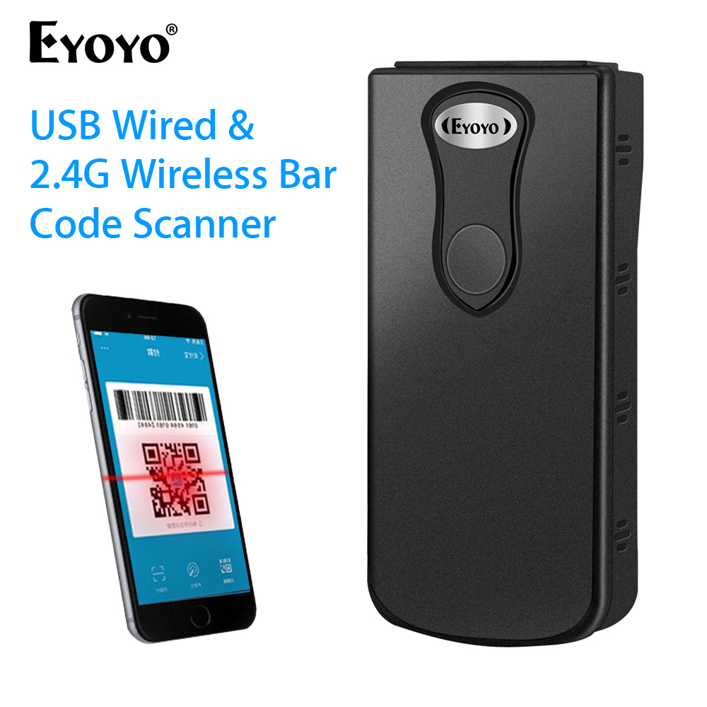 Eyoyo เครื่องสแกนบาร์โค้ดไร้สาย/แบบมีสาย 3-in-1 – เซ็นเซอร์ CCD, QR/PDF417 | บลูทูธ/2.4G/USB, Windows/Mac/iOS/Android Fit | เหมาะสําหรับสินค้าคงคลัง/ขายปลีก/โกดังโกดัง