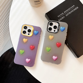 เคสโทรศัพท์มือถือแบบใส สองชั้น เรืองแสง ลายหัวใจน้อยน่ารัก หลากสี สําหรับ iPhone 13 Pro Max 11 12 13 14 Pro Max 14