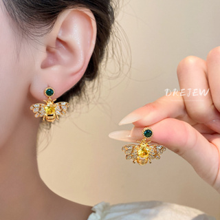 DREJEW ต่างหูเข็มเงิน ประดับเพทาย รูปผึ้ง เข้ากับทุกการแต่งก…