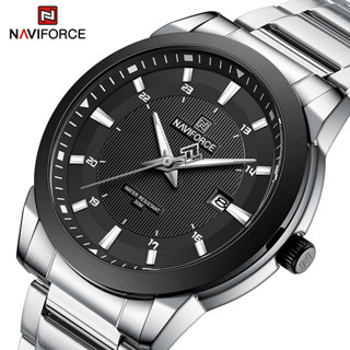 Naviforce 8029 นาฬิกาข้อมือควอตซ์ สายสแตนเลส สไตล์ทหาร แฟชั่นนักธุรกิจ สําหรับบุรุษ