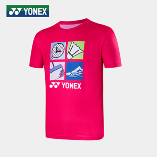 Yonex ใหม่ เสื้อกีฬาแบดมินตัน แขนสั้น แบบแห้งเร็ว พิมพ์ลาย สําหรับผู้ชาย และผู้หญิง 2023