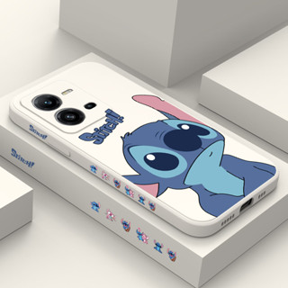 Vivo V27 Pro V27E V25 5G V25e มอนสเตอร์ Stitch น่ารัก เคสเคลือบ ซิลิโคนเหลว ด้านหลัง TPU เคสนิ่ม