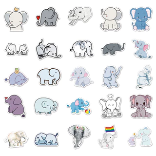 50 ชิ้นตลกช้างสติกเกอร์กันน้ํา DIY สําหรับโทรศัพท์แล็ปท็อปรถสติกเกอร์ Creative Home Decal