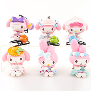 พวงกุญแจฟิกเกอร์ การ์ตูนญี่ปุ่น My Melody Sanrio Kawaii น่ารัก ขนาด 5-8 ซม. ของขวัญคริสต์มาส สําหรับเด็ก 6 ชิ้น ต่อชุด