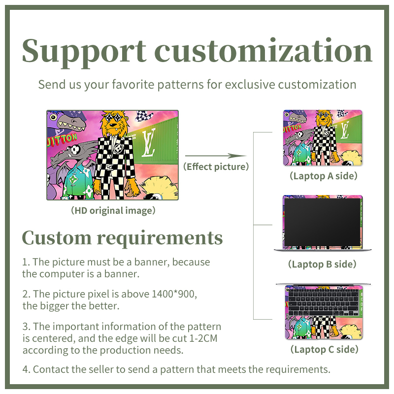 [3 ชิ้น] สากล ทําเอง หรูหราผลิตภัณฑ์โลโก้ออกแบบแล็ปท็อปคอมพิวเตอร์ผิวกันน้ําป้องกันฝุ่นน้ํามันหลักฐานวัสดุพีวีซีสติกเกอร์แล็ปท็อป 12/13/14/15/17 - รูปที่ 3