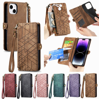 เคสโทรศัพท์หนัง PU ฝาพับ พร้อมช่องใส่บัตร มีซิป สําหรับ Samsung Galaxy M23 M33 M53 M14 M54 M52 5G F23 F14