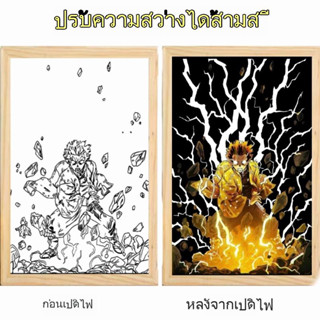 ซีรีส์แอนิเมชั่นภาพวาดไฟ LED ลูฟี่โคมไฟข้างเตียงชิ้นเดียวภาพวาดตกแต่งผนัง 3 สีไฟกลางคืนภาพวาดไฟ LED ของขวัญวันเกิด