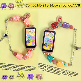 Little Monster Colorful Dopamine Watch Strap สายนาฬิกา Huawei Band 8 Strap สาย Huawei Band 6 bracelet สาย Huawei Band 7 Strap Huawei band 6 Watchband สาย Huawei Band 8 สายนาฬิกา Replacement Strap Accessory