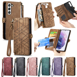 เคสโทรศัพท์มือถือหนัง PU ฝาพับ พร้อมช่องใส่บัตร มีซิป สําหรับ Samsung Galaxy S22+ S22 Plus S22 Ultra S23+ S23 Plus S23 Ultra Note20 Ultra