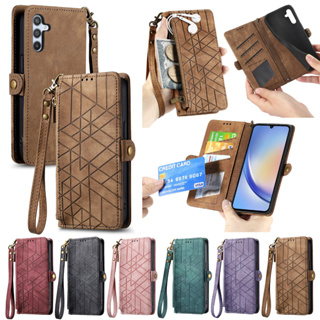 เคสโทรศัพท์หนัง PU ฝาพับ พร้อมช่องใส่บัตร มีซิป สําหรับ Samsung Galaxy A30 A20 M10S A50 A30S A50S A10 M10 M11 A11 A21 A21S M40s A51 A71 4G