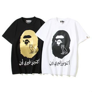 Bape เสื้อยืดแขนสั้น ผ้าฝ้าย พิมพ์ลาย แฟชั่นสําหรับผู้ชาย และผู้หญิง