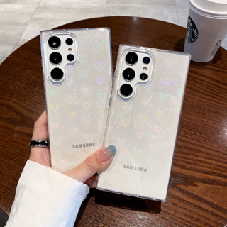 SAMSUNG Mini Laser Loveเคสโทรศัพท์สําหรับSamsung Galaxy S26 S25 Edge S23 S24 FE S24 Ultra S25 Plus A37 A57 A17 A52 A15 A25 A55 A35 A54 A14 A34 A53 A52 PC + ฝาครอบTPUโปร่งใส