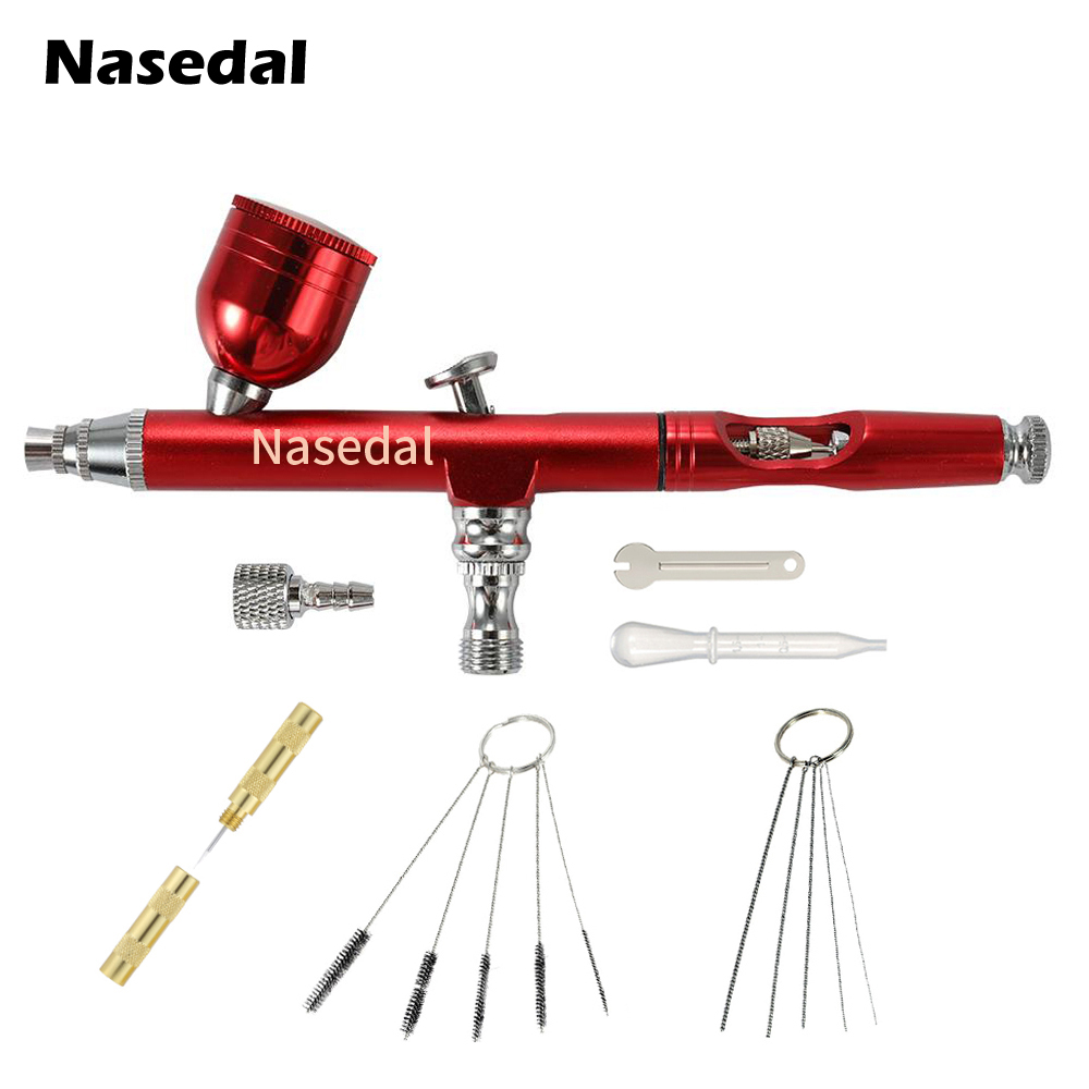 Dual Action 0.3 มม.สีแดงทอง Airbrush เค้กตกแต่ง Air แปรงเล็บเล็บรถภาพวาด DIY เครื่องมือ NT-133