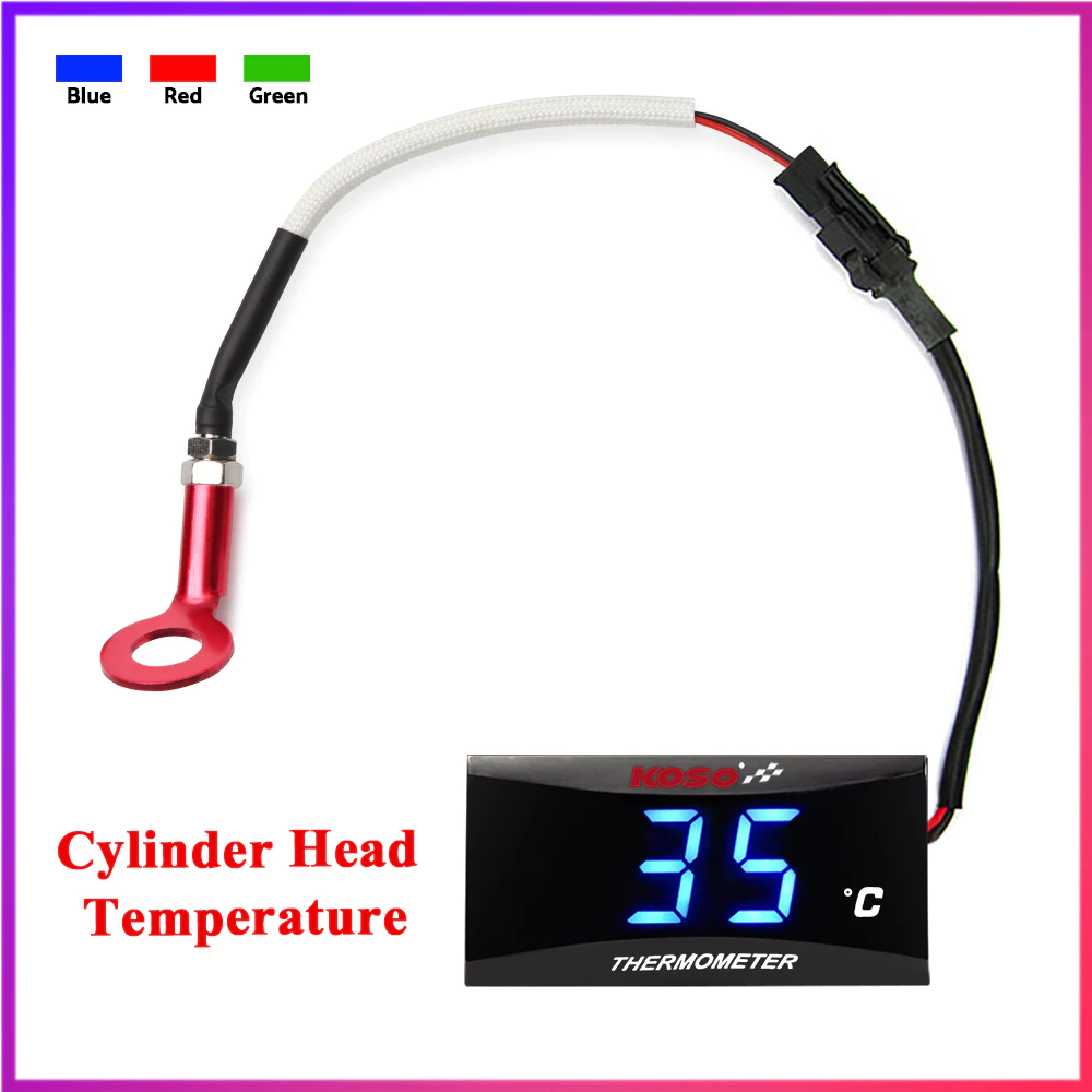เครื่องวัดอุณหภูมิเครื่องยนต์ พร้อมอะแดปเตอร์ M10 M14 หน้าจอ LED สําหรับรถจักรยานยนต์ KOSO