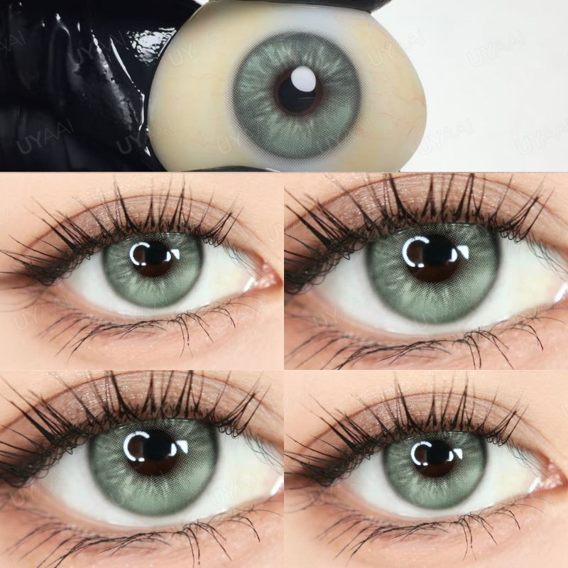 {องศา -0.00~-5.00} Uyaai คอนแทคเลนส์สายตาสั้น แบบนิ่ม สีเขียว 14.2 มม.