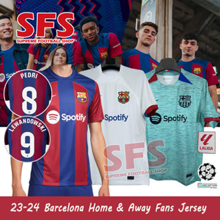 【SFS】เสื้อยืดกีฬาแขนสั้น ลายทีมชาติฟุตบอล Barcelona Jersey 23-24 ชุดเหย้า คุณภาพสูง ไซซ์ S-5XL