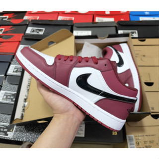 Jordan Air Jordan 1 รองเท้าบาสเก็ตบอล ข้อสั้น สีแดง ทนทาน สไตล์เรโทร