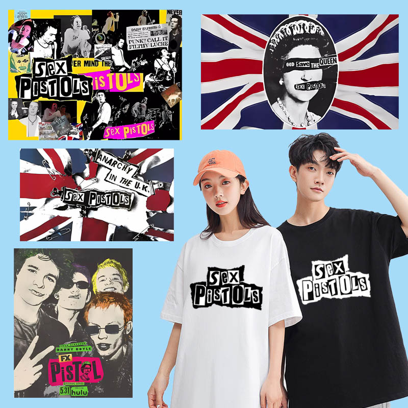 แผ่นรีดติดเสื้อ ลายโลโก้วงร็อค สไตล์พังก์ DIY สําหรับตกแต่งเสื้อผ้า