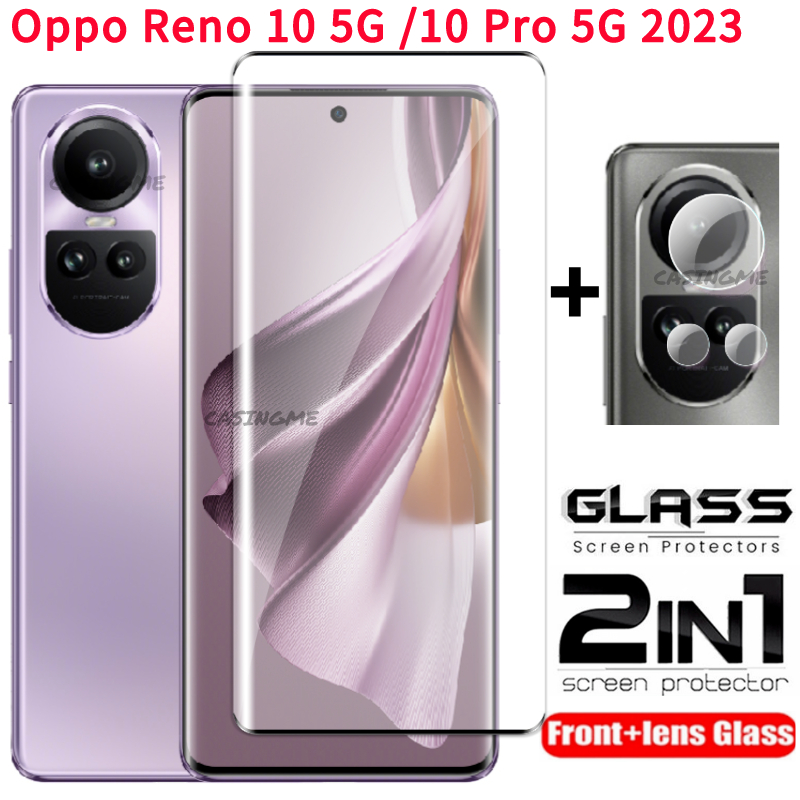 2in1 ฟิล์มกระจกนิรภัยกันรอยหน้าจอ แบบโค้ง เต็มจอ HD สําหรับ Oppo Reno 8T 8 T 4G 5G 2023