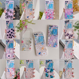 เคสโทรศัพท์มือถือ PC แข็ง แบบใส กันกระแทก ลายดอกไม้ สําหรับ Samsung Galaxy Z Flip 5 5G